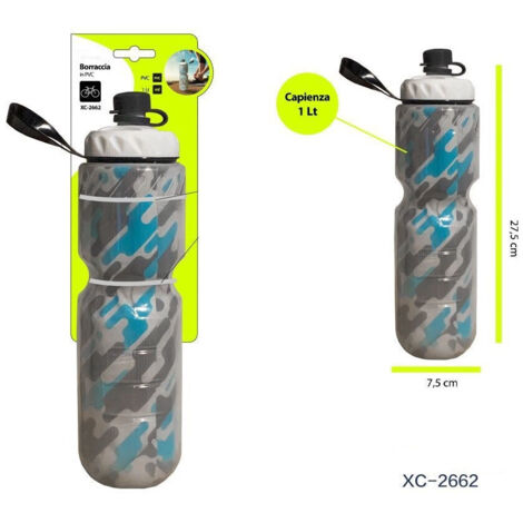 TRADE SHOP - Borraccia In Pvc Capienza 1lt Portatile Bici Sport Mimetica 27,5x7,5cm Xc-2662 -