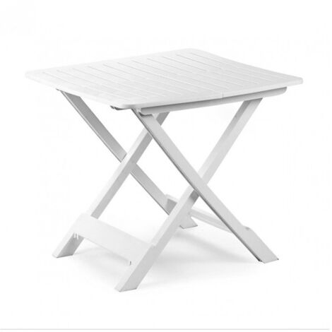 TRADE SHOP - Tavolo Pieghevole Bianco In Polietilene 79x72x70cm Tavolino Giardino Campeggio 012140 - (1/5)