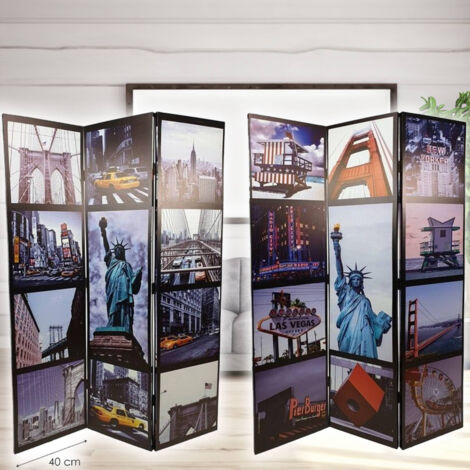 TrAdE Shop Traesio - Paravento Separe Divisorio Con 3 Pannelli 180x120cm Stampa Fronte Retro New York - (1/3)