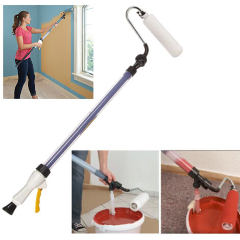 TRADE SHOP - Rullo Pittura Con Serbatoio Ricaricabile Antigoccia Con Manico Telescopico -