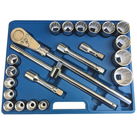 TRADE SHOP - Set 22pz Bussole Grandi 3/4" Poligonali Cricchetto Con Leva Camion 19-50mm - (1/2)
