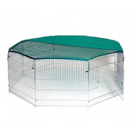 TRADE SHOP - Recinto Ottagonale Da Esterno Per Animali Piccola Taglia Con Parasole -