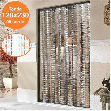 TRADE SHOP - Tenda Moschiera Porta Finestra 120 X 230 Cm 96 Corde Fili Perline Colorate -