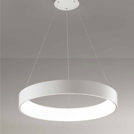 TRADE SHOP - Lampadario Lampada Anello Argento 45cm Luce Led Soffitto Sospensione Pendente -
