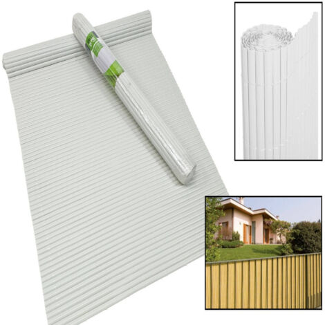 TRADE SHOP - Recinzione Giardino Frangivista Per Balcone Canniccio Pvc Bianco Esterno 1x3 Mt -