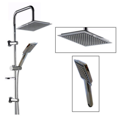TRADE SHOP - Asta Saliscendi Cromata Colonna Doccia Soffione Fisso Doccetta 9005v2 - 2