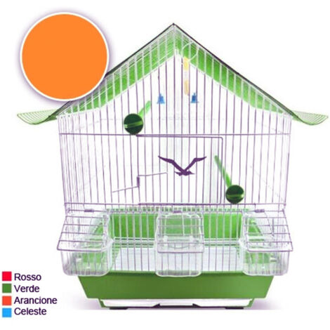 TRADE SHOP - Gabbia Tetto Completa Di Accessori Per Uccelli Canarini Pappagalli In Metallo -