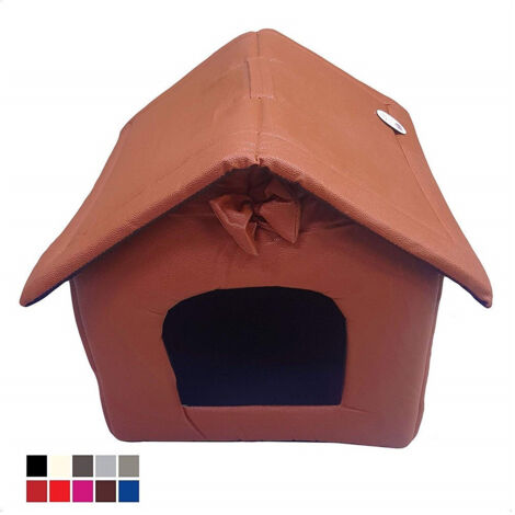 TRADE SHOP - Cuccia Casetta Letto Pieghevole Tenda Portatile Eco Pelle 52x47x49cm Cane Gatto -
