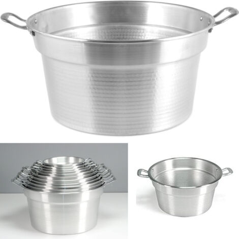 TRADE SHOP - Caldaia Pentolone In Alluminio Pesante Con Manici Spazzolata Grigio Per Conserve -    -diametro 38cm   -