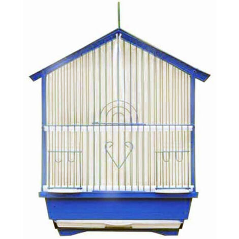 TRADE SHOP - Gabbia Per Uccelli Gabbietta Canarini Colori Assortiti 37x22x29cm Forma Casetta - (1/2)
