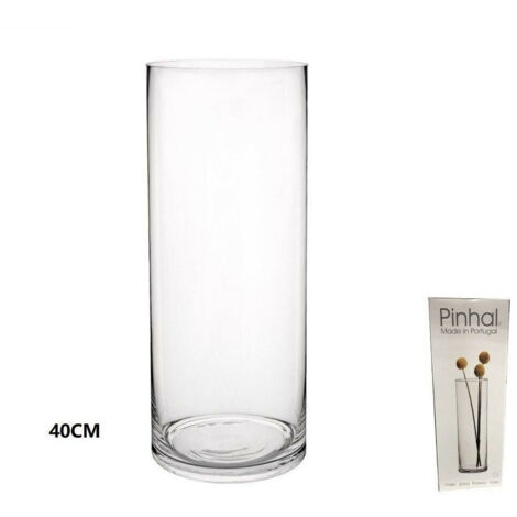 TRADE SHOP - Vaso 40cm Clilindrico In Vetro Trasparente Elegante Per Fiori Piante -