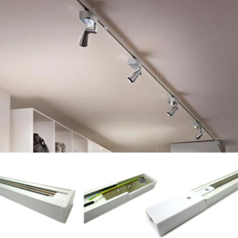 TRADE SHOP - Binario Led Monofasico Bianco Per Faretti Guida Track Fari A Led Cob 220v Metro -    -100 cm   -