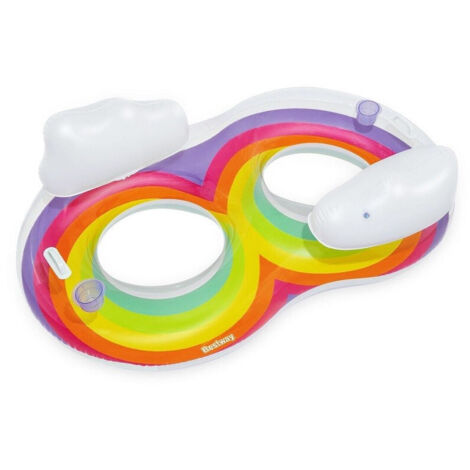 TrAdE Shop Traesio - Poltrona Gonfiabile Doppia Rainbow Dream 186x116 Cm Maniglie Portalattine 43648 - (1/5)
