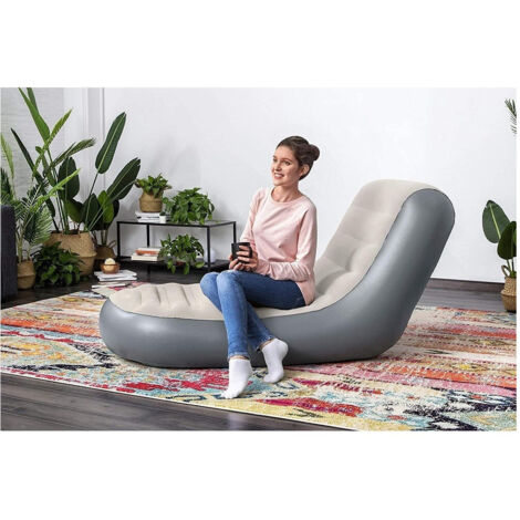 TrAdE Shop Traesio - Poltrona Gonfiabile Chaise Sport Lounger 165x84x79 Cm Superficie Floccata 75064 - (1/5)