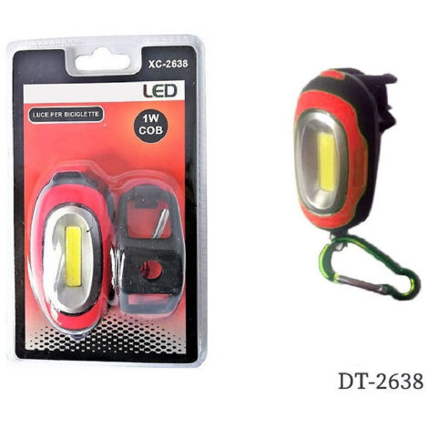 TRADE SHOP - Luce Faro Fanale Led 1 Watt Cob Per Bicicletta Bici Ciclismo Sicurezza Dt-2638 -