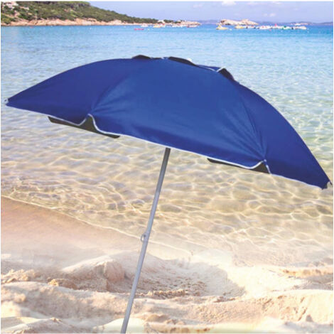 TRADE SHOP - Ombrellone Mare Spiaggia Giardino Palo Alluminio E Tessuto Grande 240cm Blu -