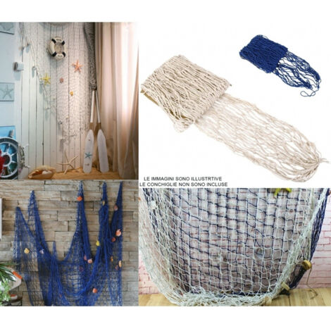 TRADE SHOP - Rete Pesca Decorativa 150x200cm Nautica Tema Marino Mare Casa Ristorante Wedding -