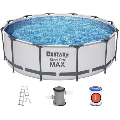 TRADE SHOP - Piscina Fuori Terra Rotonda Steel Pro Max 366x100 Cm 9150lt Pompa Scaletta 56418 -