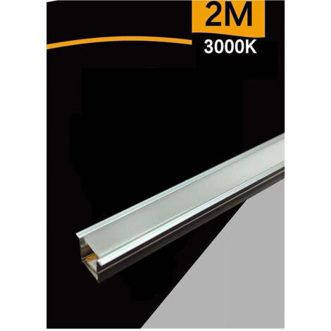 TRADE SHOP - Profilo In Alluminio 2mt Completo Di Strip Led + Cover 12v 7w/mt Al-12v-2025-120 - -Bianco Caldo -