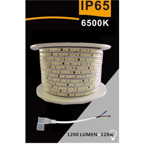 TRADE SHOP - Striscia Led 3535 220v 12w/mt 120led/mt 100 Mt 8mm Vari Colori Di Luce 3535-120d - -Bianco Freddo -