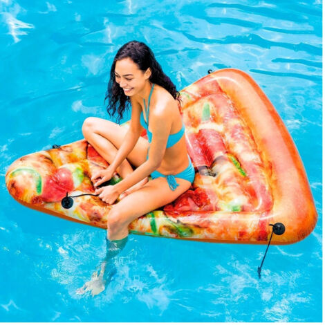 TRADE SHOP - Materassino Gonfiabile Stampa Realistica Pizza Intex Mare Piscina 145x175cm - (1/4)
