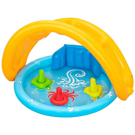 TrAdE Shop Traesio - Piscina Gioco Gonfiabile Lil Seashapes Con Schienale Tetto Bimbi +6 Mesi Giardino 52568 -