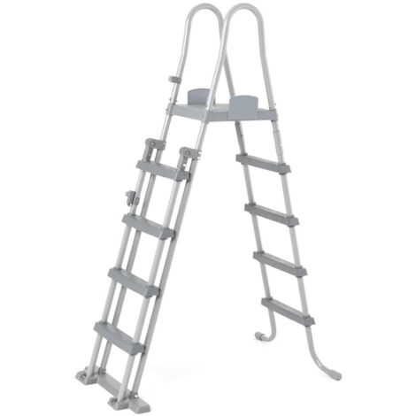 TrAdE Shop Traesio - Scaletta Di Sicurezza Per Piscine 132cm Con Gradini In Plastica Telaio In Metallo 58332 -