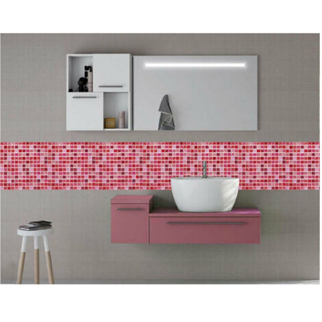 TRADE SHOP - Piastrella 3d Mosaico Mattonella Parete Ritagliabili Murali Adesivi 30x30cm Rosa - (1/3)