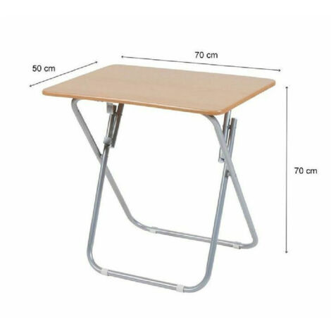 TRADE SHOP - Tavolo Tavolino Pieghevole In Legno Struttura Metallo Rettangolare 50x70cm -