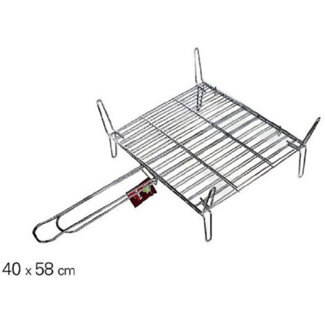 TRADE SHOP - Graticola In Acciaio Griglia Quadrata 40 X 58 Cm Ideale Per Barbecue Arrosto -