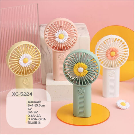 TRADE SHOP - Mini Ventilatore Ricaricabile Usb Portatile Margherita Viaggio Campeggio Xc-5224 -