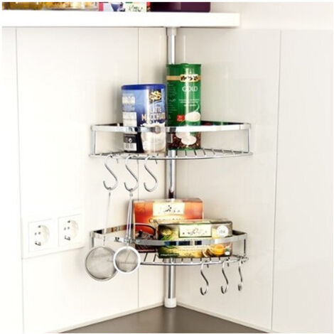 TRADE SHOP - Mensole Ad Angolo Alpina Cucina Con Barra Telescopica + 6 Ganci Mensola Scaffale - (1/2)