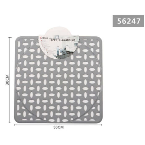 TRADE SHOP - Tappeto Tappetino Lavello Lavandino Quadrato Cucina 30x30cm Grigio Chiaro 56247 -