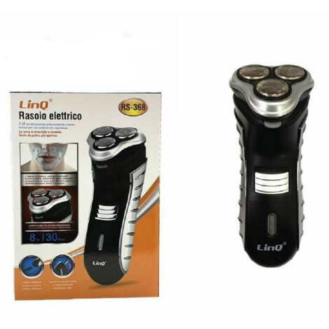TRADE SHOP - Rasoio Elettrico Ricaricabile 3 Testine Lame Acciaio Barba Baffi Linq Rs-368 -