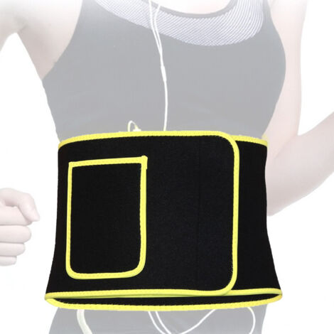 TRADE SHOP - Fascia Corsetto Lombare Ortopedico Elastico + Tasca Portacellulare Colore Giallo -