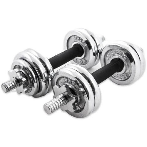 TRADE SHOP - Coppia Manubri Dumbbell Componibili Tot 25 Kg Pesi Palestra Fitness Bodybuilding -