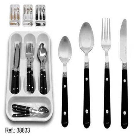 TRADE SHOP - Set Di Posate E Portaposate Servizio Cucina 16 Pz Con Manici Colorati Idea -
