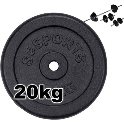 TRADE SHOP - Disco In Ghisa Nera Piastra Pesi Per Bilanciere Manubri Fitness Palestra Da 20kg -