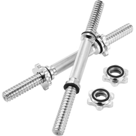 TRADE SHOP - 2 Manubri Filettati Da 30cm Per Sollevamento Pesi Sport Allenamento Palestra -