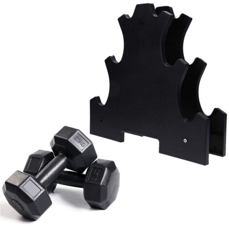 TRADE SHOP - Supporto Per Manubri Pesi A 3 Livelli Per Accessori Fitness Palestra Casa Nero -