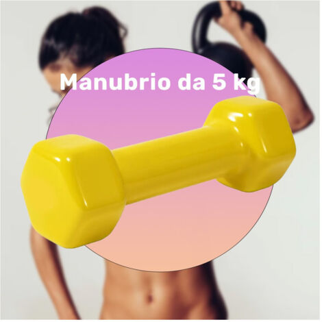TRADE SHOP - Manubrio Singolo 5 Kg In Vinile Allenamento Esercizi Casa Palestra Workout Fit -
