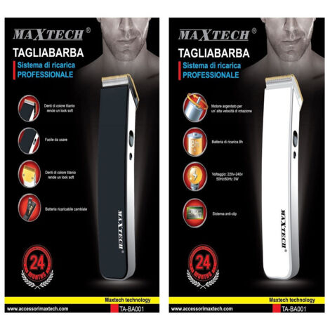 Trade Shop Traesio - Rasoio Elettrico Uomo Taglia Barba Batteria Ricaricabile Basette Peli Titanio Ta-ba001 -