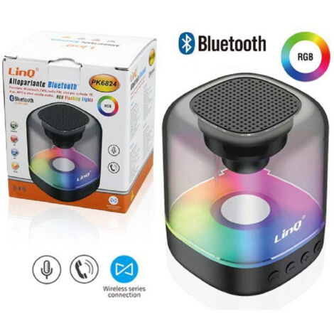 TRADE SHOP - Altoparlante Portatile Bluetooth Cassa Wireless Rgb Led Radio Fm Aux Mp3 Pk6824 -