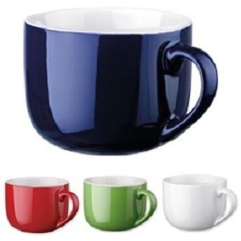 TRADE SHOP - Set 12 Pezzi Tazza Tazzone Porcellana Colorate Latte Colazione 450ml -