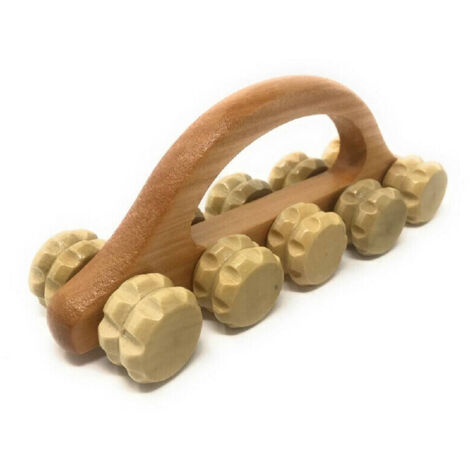 TRADE SHOP - Rullo Massaggiatore In Legno Per Massaggi Anticellulite Cervicale Schiena 69596 -