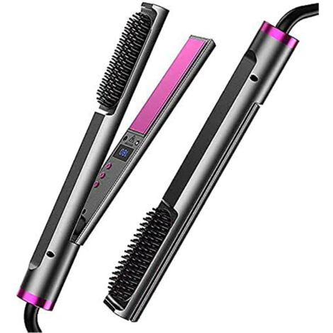 TRADE SHOP - Spazzola Lisciante 3 In 1 Per Fare Capelli Lisci E Mossi Piastra In Ceramica Ptc - (1/5)