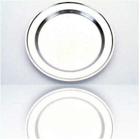 TrAdE Shop Traesio - Vassoio Piatto Tondo In Acciaio Inox Portata Cucina Diametro 32cm -
