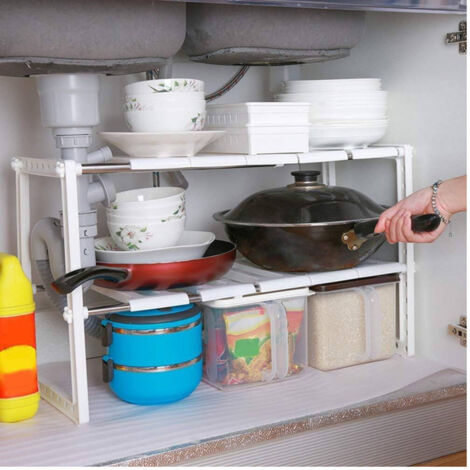 TrAdE Shop Traesio - Scaffale Retrattile Per Utensili Prodotti Da Cucina Mensola Sottolavello Scarico - (1/5)