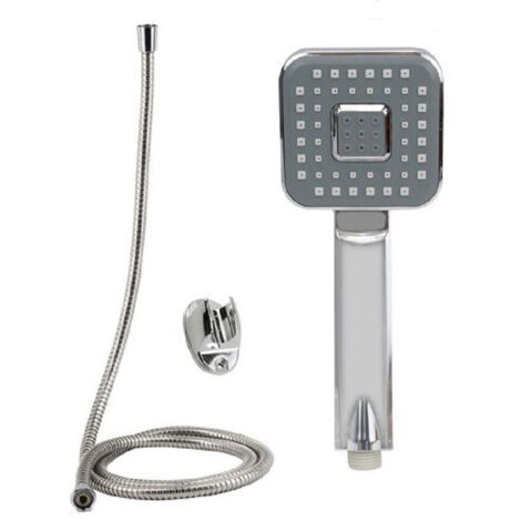 Cleafe - Kit Bagno Doccetta Doccino Soffione Doccia Quadrato Laccio 1,8 Mt Staffa 59167 -