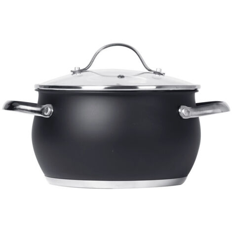 MICHELANGELO Set Casseruole Acciaio Inox 4 Pezzi (1L + 2L) Con Coperchio E Fondo A Nido D'Ape Antiaderente